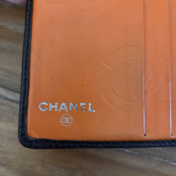 Authentic Chanel Brown Quilted Ligne Cambon Compact Bifold Wallet With COA